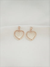 
                        
                          Load image into Gallery viewer, BRIA Heart White Weave Gold Frame Earrings
                        
                      