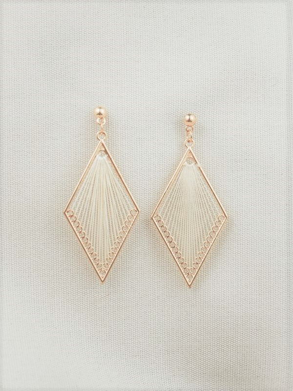 DAPHINE Diamond-shaped Weave Gold Frame Earrings