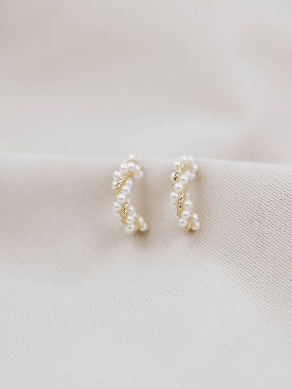 SIERRA Pearl and Gold Twist Earrings